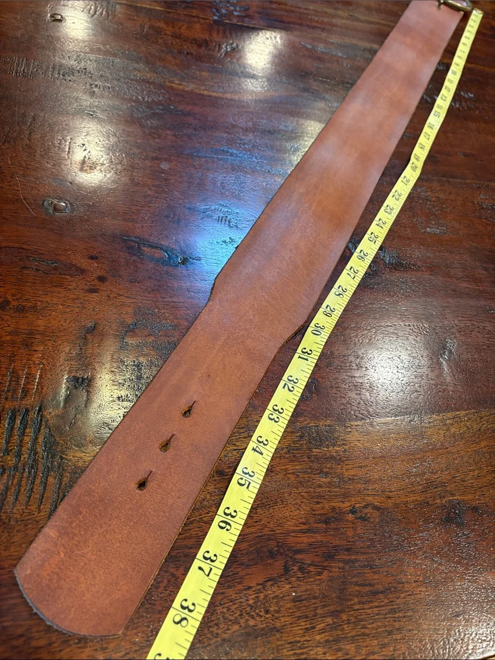 Vintage Ralph Lauren 80s Wide Brown Leather Belt with Round Brass Buckle Small - Picture 11 of 14